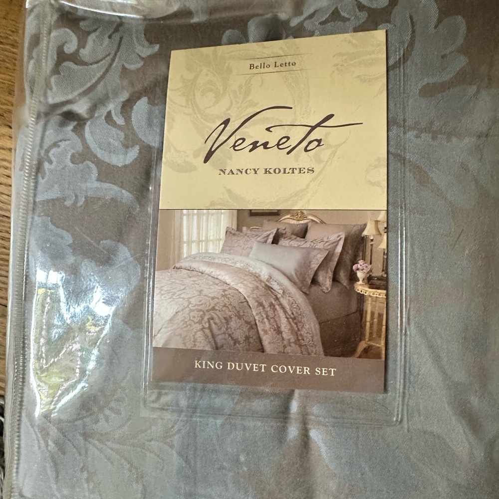 King Duvet Cover Set - Gray Blue 100% Cotton